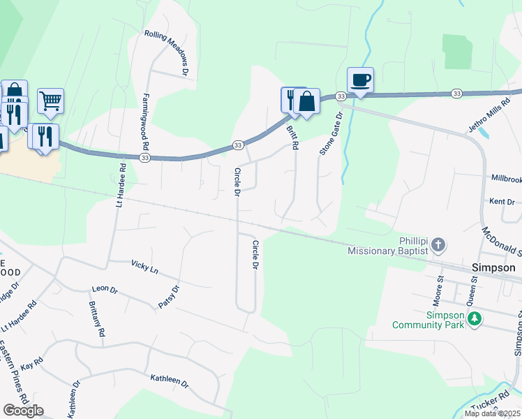 map of restaurants, bars, coffee shops, grocery stores, and more near 2429 Hillendale Circle in Greenville