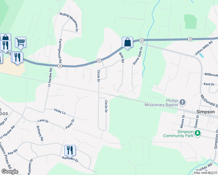 map of restaurants, bars, coffee shops, grocery stores, and more near 2429 Hillendale Circle in Greenville