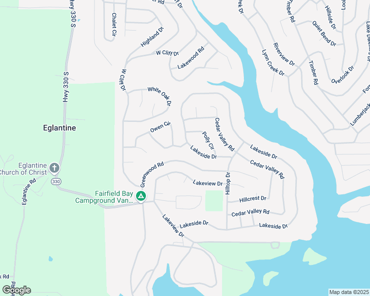 map of restaurants, bars, coffee shops, grocery stores, and more near 101 Owen Circle in Fairfield Bay