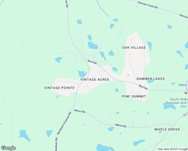 map of restaurants, bars, coffee shops, grocery stores, and more near 7220 Vintage Glen Way in Fuquay-Varina