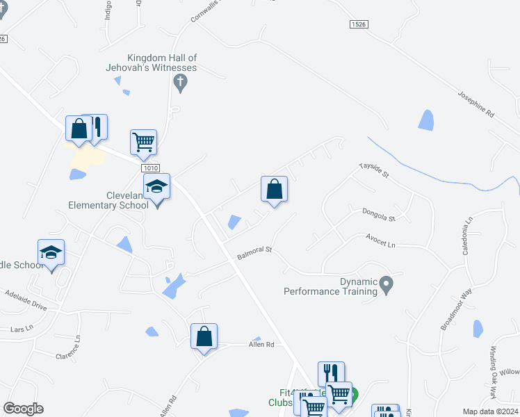 map of restaurants, bars, coffee shops, grocery stores, and more near 210 Wimbledon Court in Clayton