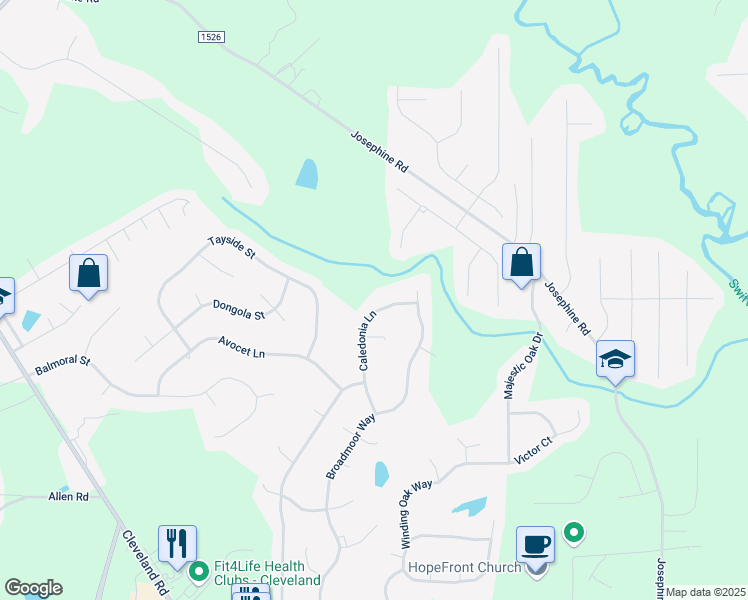 map of restaurants, bars, coffee shops, grocery stores, and more near 169 Caledonia Ln in Clayton