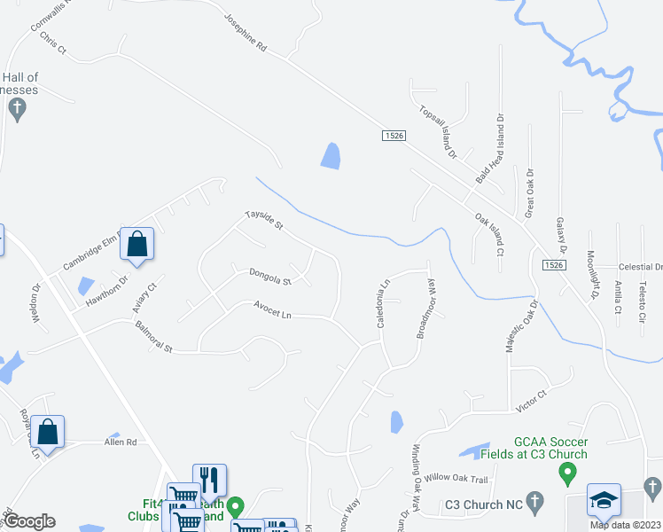 map of restaurants, bars, coffee shops, grocery stores, and more near 167 Tayside Street in Clayton