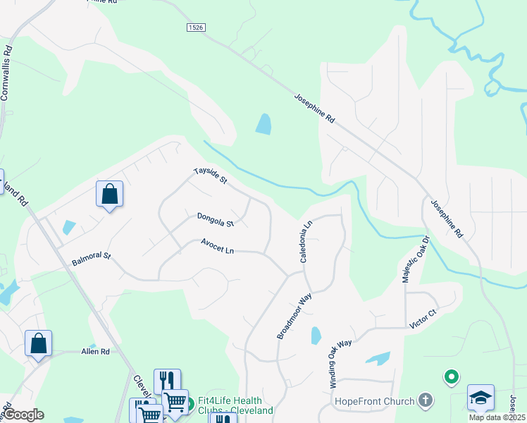 map of restaurants, bars, coffee shops, grocery stores, and more near 167 Tayside Street in Clayton