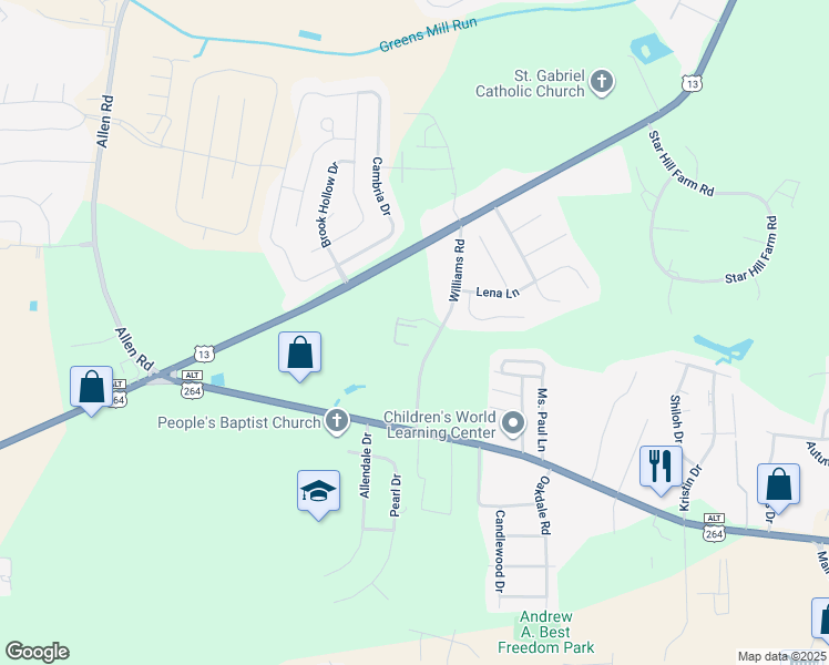 map of restaurants, bars, coffee shops, grocery stores, and more near 1500 Manning Forest Drive in Greenville