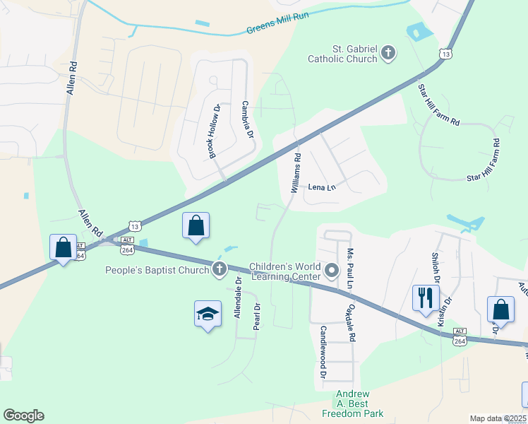 map of restaurants, bars, coffee shops, grocery stores, and more near 1500 Manning Forest Drive in Greenville