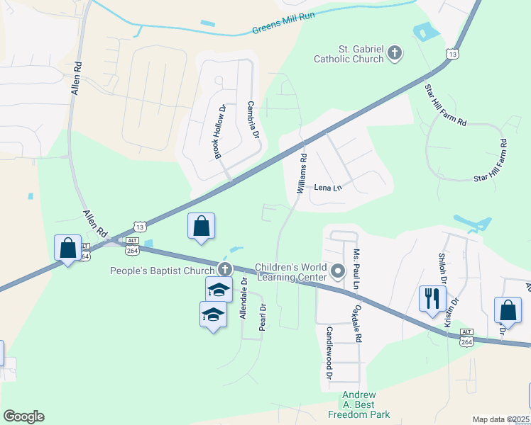 map of restaurants, bars, coffee shops, grocery stores, and more near 1541 Manning Forest Drive in Greenville