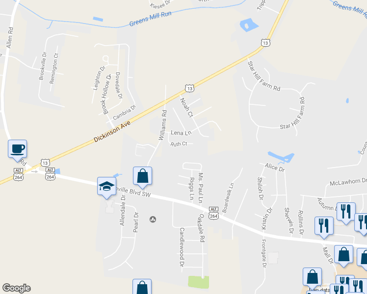 map of restaurants, bars, coffee shops, grocery stores, and more near 3156 Ruth Ct in Greenville