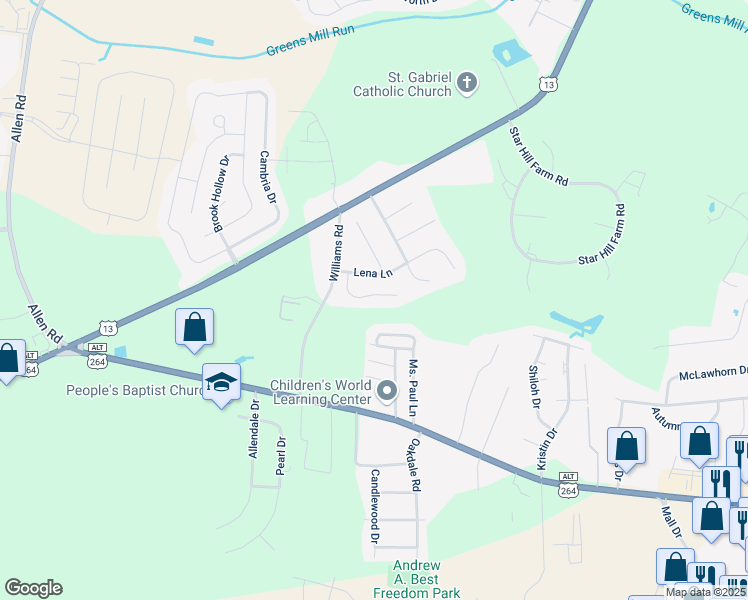 map of restaurants, bars, coffee shops, grocery stores, and more near 3152 Ruth Court in Greenville