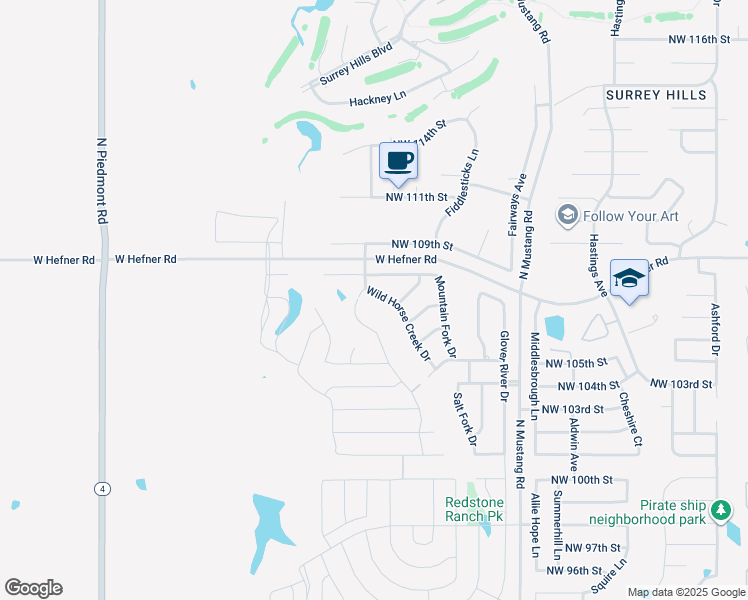 map of restaurants, bars, coffee shops, grocery stores, and more near 10825 Wild Horse Creek Drive in Yukon