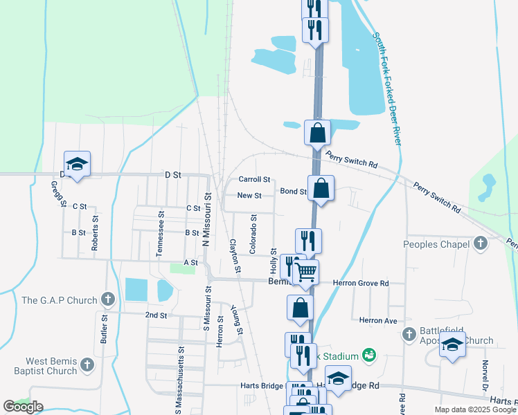 map of restaurants, bars, coffee shops, grocery stores, and more near 79 Davidson St in Jackson