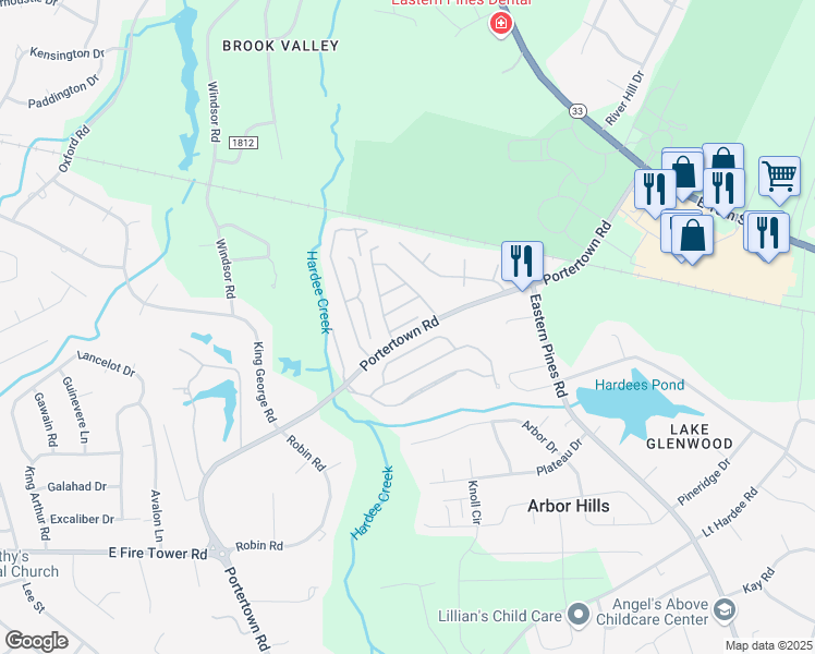 map of restaurants, bars, coffee shops, grocery stores, and more near 1570 Portertown Rd in Greenville