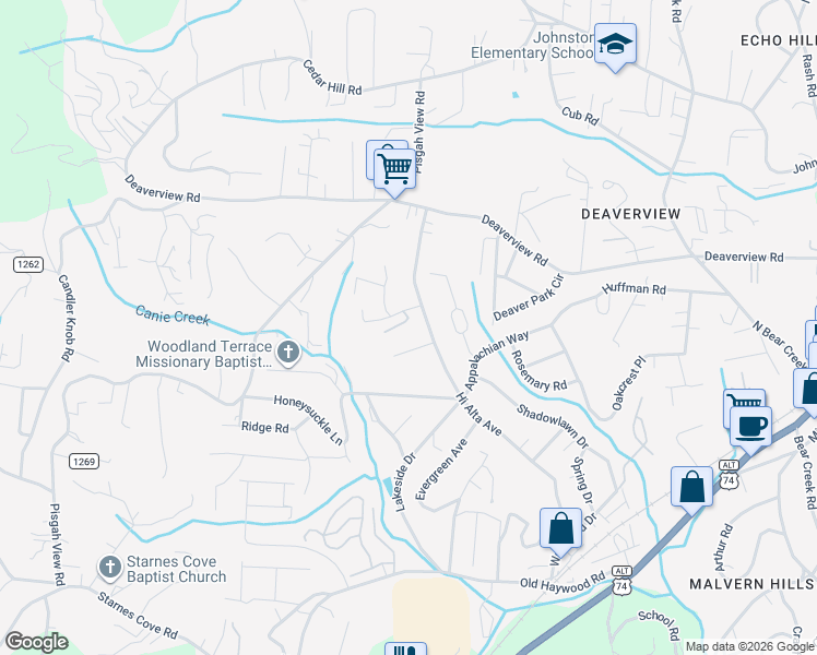 map of restaurants, bars, coffee shops, grocery stores, and more near 286 Hi Alta Avenue in Asheville