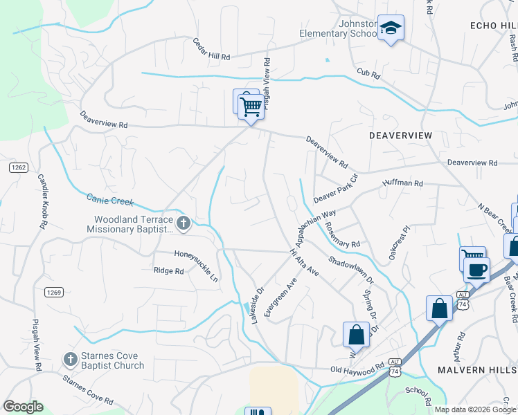 map of restaurants, bars, coffee shops, grocery stores, and more near 286 Hi Alta Avenue in Asheville
