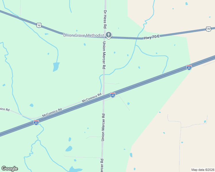 map of restaurants, bars, coffee shops, grocery stores, and more near 3802 Union Mercer Road in Brownsville