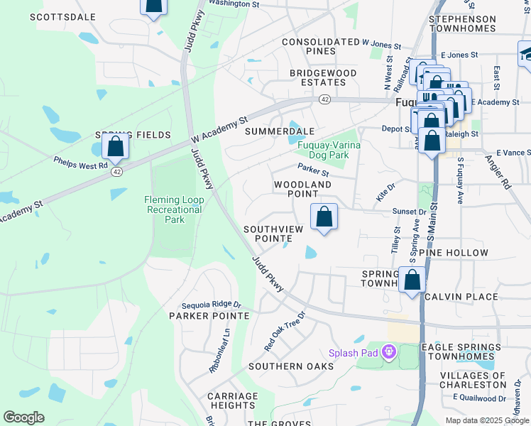 map of restaurants, bars, coffee shops, grocery stores, and more near 540 Smith Ridge Way in Fuquay-Varina