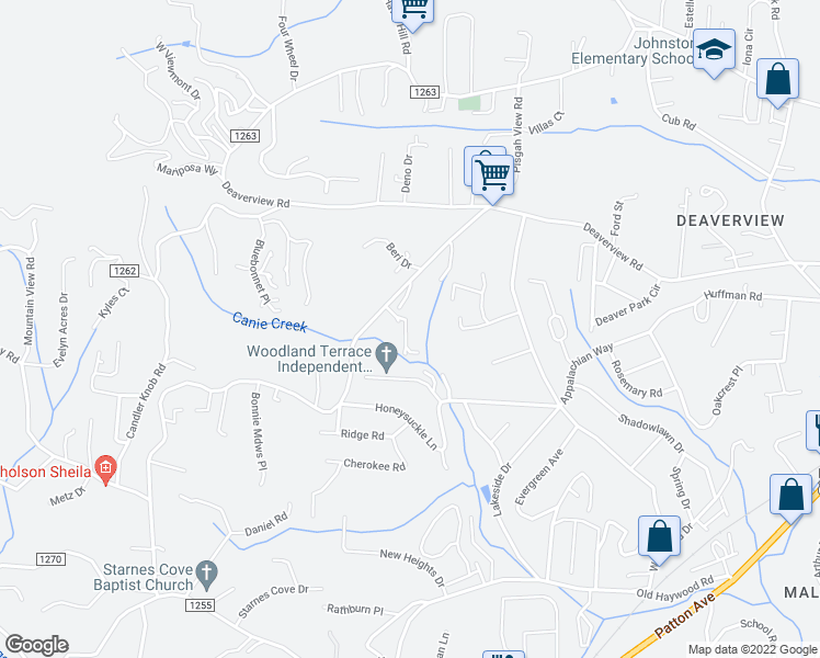 map of restaurants, bars, coffee shops, grocery stores, and more near 18 Beulah Lane in Asheville