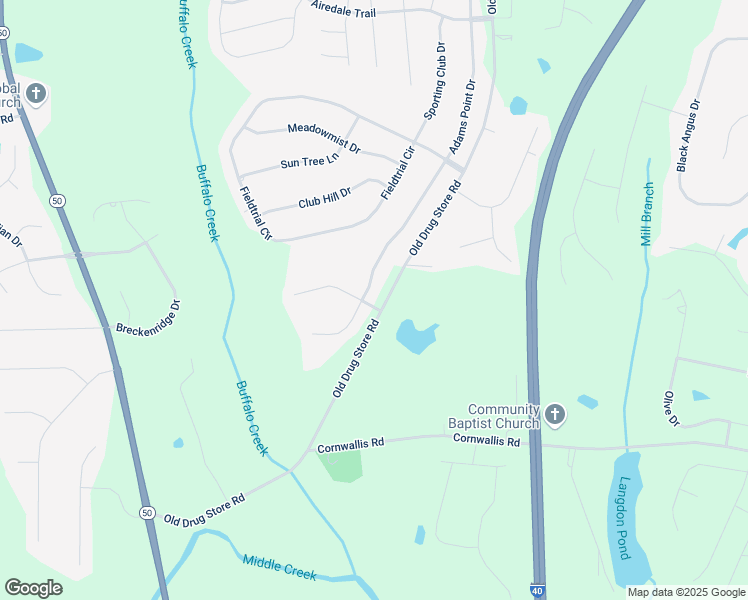 map of restaurants, bars, coffee shops, grocery stores, and more near 22 Adams Point Drive in Garner