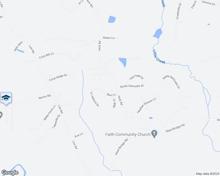 map of restaurants, bars, coffee shops, grocery stores, and more near 55 Faircloth Court in Clayton