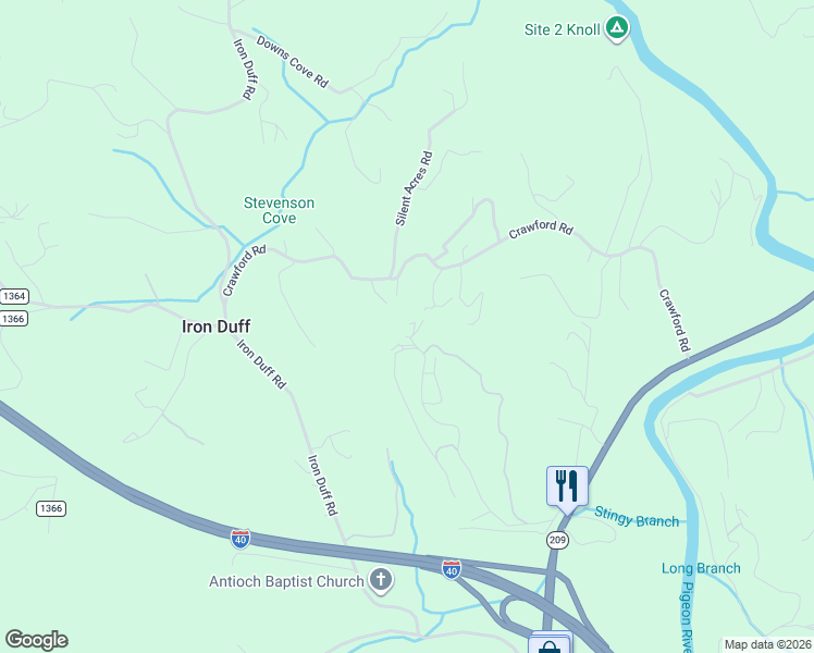 map of restaurants, bars, coffee shops, grocery stores, and more near 705 Woodbine Road in Waynesville