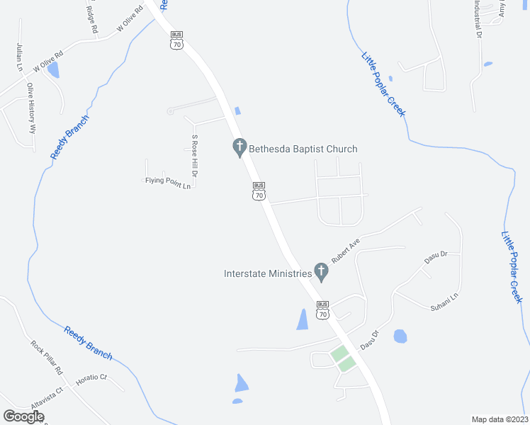 map of restaurants, bars, coffee shops, grocery stores, and more near 4745 U.S. 70 Business in Clayton