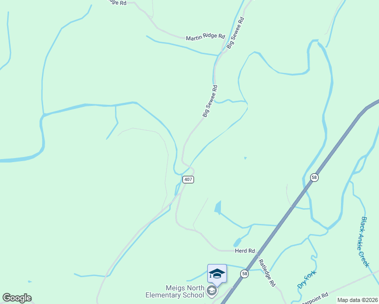 map of restaurants, bars, coffee shops, grocery stores, and more near County Road 407 in Decatur