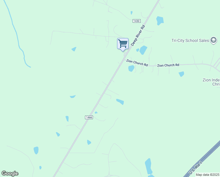 map of restaurants, bars, coffee shops, grocery stores, and more near 2788 Deep River Road in Sanford