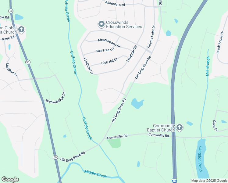map of restaurants, bars, coffee shops, grocery stores, and more near 99 Fawn Hill Court in Garner