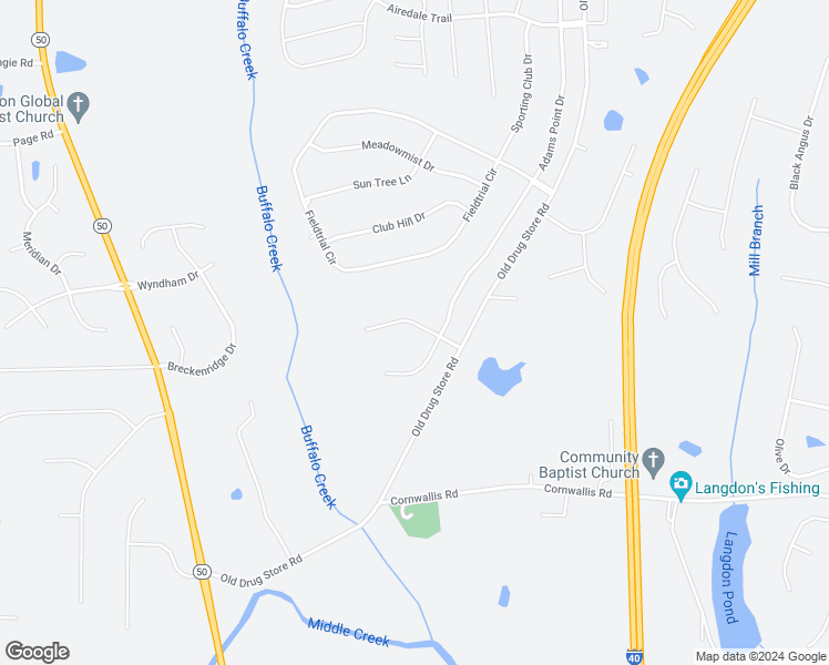 map of restaurants, bars, coffee shops, grocery stores, and more near 99 Fawn Hill Court in Garner