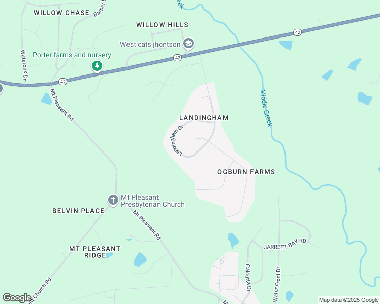 map of restaurants, bars, coffee shops, grocery stores, and more near 7016 Landingham Drive in Wake County