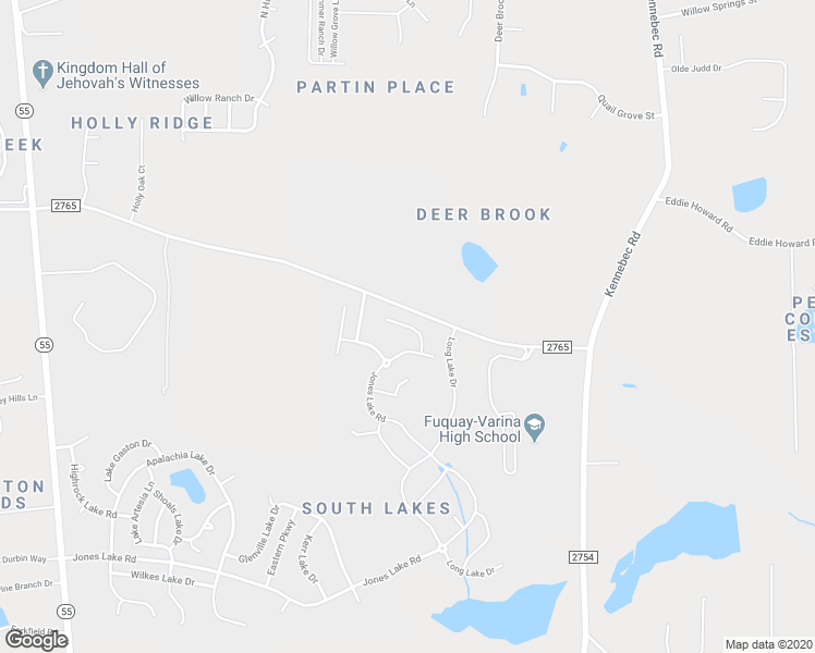 map of restaurants, bars, coffee shops, grocery stores, and more near Lake Lure Way in Fuquay Varina