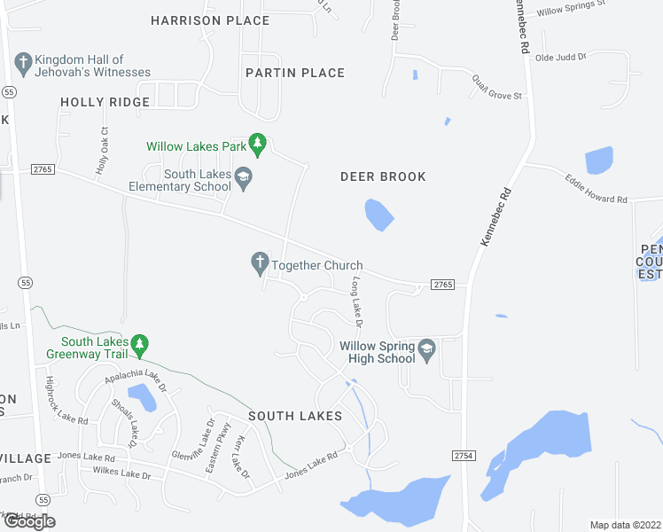 map of restaurants, bars, coffee shops, grocery stores, and more near 357 Lake Lure Way in Fuquay-Varina