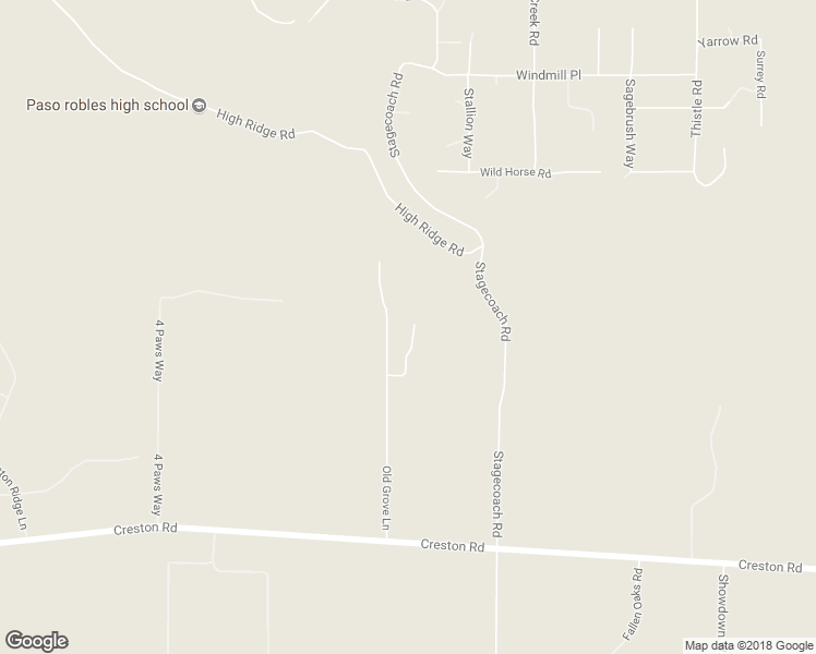 map of restaurants, bars, coffee shops, grocery stores, and more near 2552 Old Grove Lane in Paso Robles
