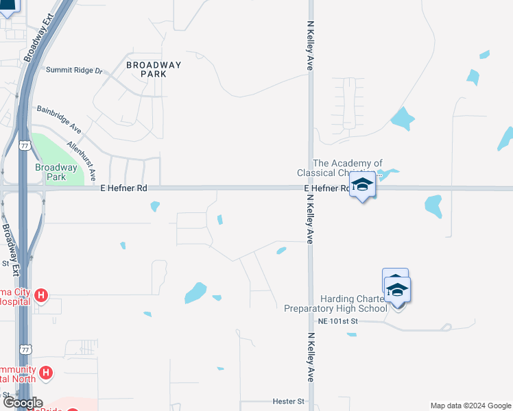 map of restaurants, bars, coffee shops, grocery stores, and more near 636 Northeast 108th Street in Oklahoma City