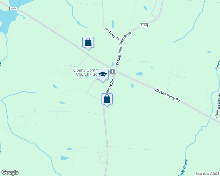 map of restaurants, bars, coffee shops, grocery stores, and more near 3860 Liberty Road in Gold Hill