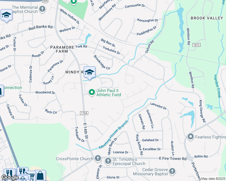 map of restaurants, bars, coffee shops, grocery stores, and more near 1985 Quail Ridge Road in Greenville