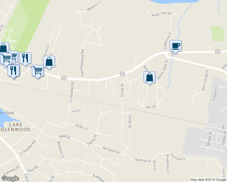 map of restaurants, bars, coffee shops, grocery stores, and more near 424 Winding Lane in Greenville