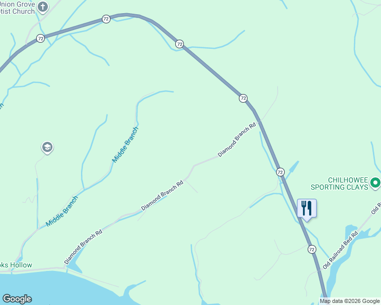map of restaurants, bars, coffee shops, grocery stores, and more near 7105 Diamond Branch Road in Maryville