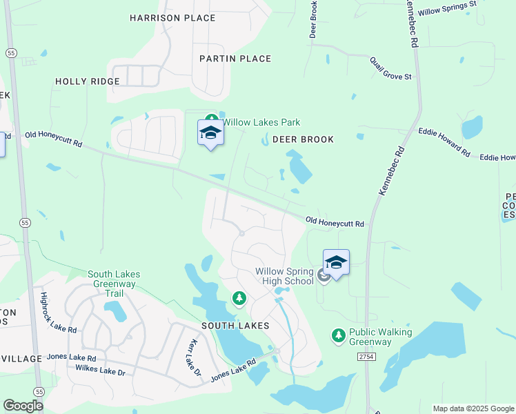 map of restaurants, bars, coffee shops, grocery stores, and more near 329 Lake Lure Way in Fuquay-Varina