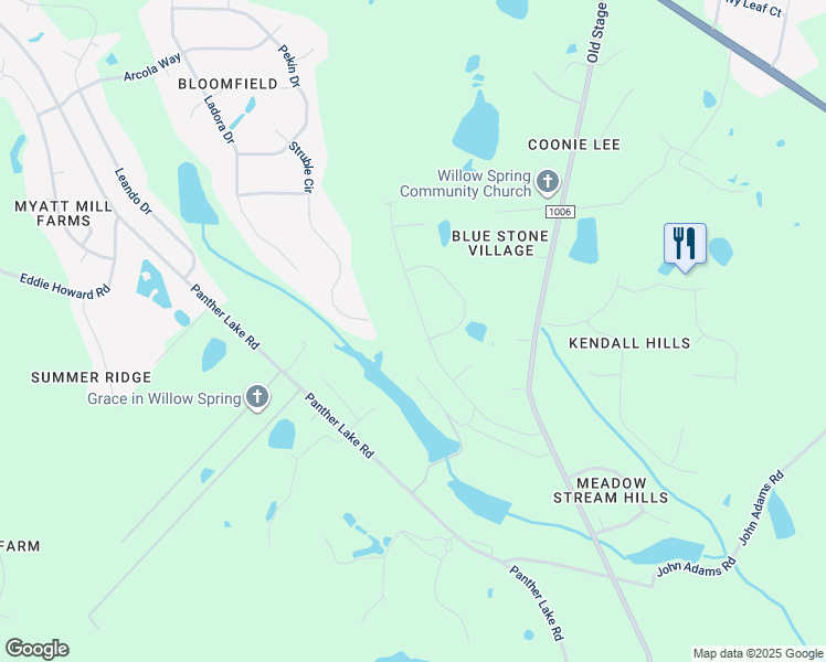 map of restaurants, bars, coffee shops, grocery stores, and more near 1601 Willow Landing Way in Wake County