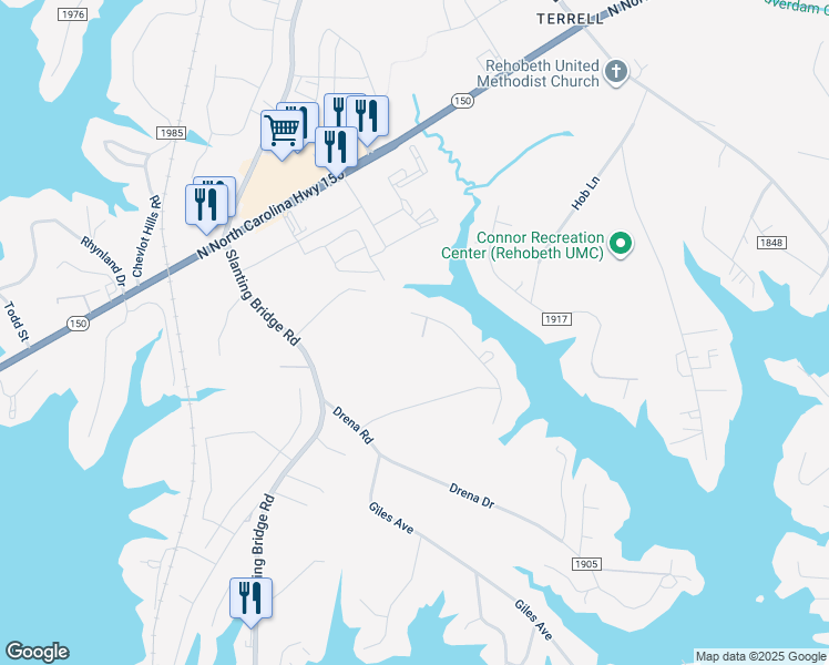 map of restaurants, bars, coffee shops, grocery stores, and more near 1427 Leota Drive in Lake Norman of Catawba