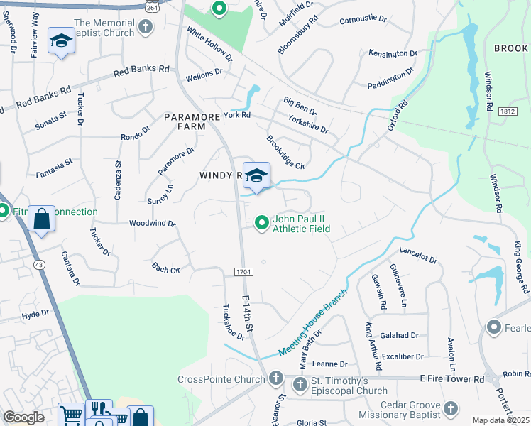 map of restaurants, bars, coffee shops, grocery stores, and more near 2072 Quail Ridge Road in Greenville