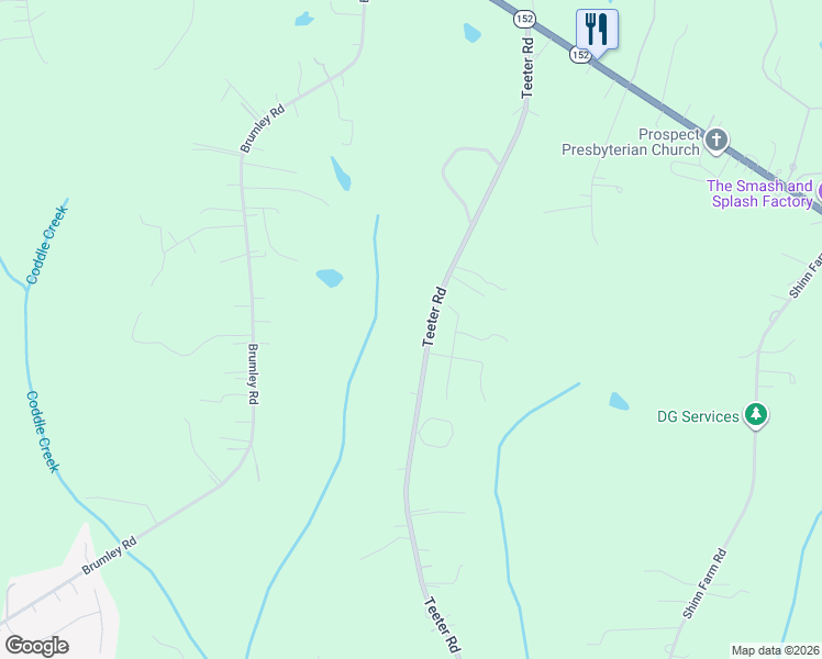 map of restaurants, bars, coffee shops, grocery stores, and more near 284 Teeter Road in Mooresville