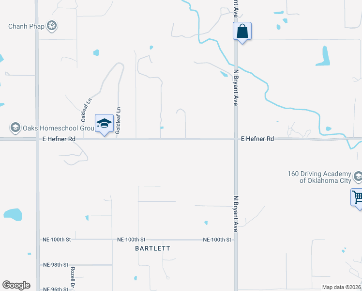 map of restaurants, bars, coffee shops, grocery stores, and more near 2800 East Hefner Road in Oklahoma City