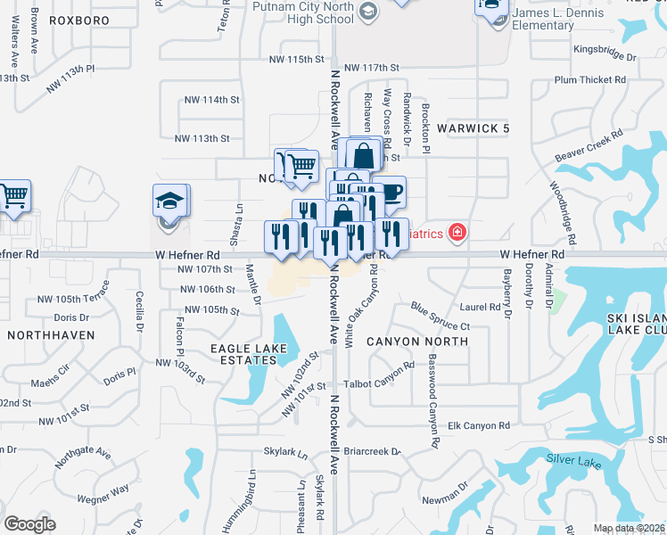 map of restaurants, bars, coffee shops, grocery stores, and more near in Oklahoma City