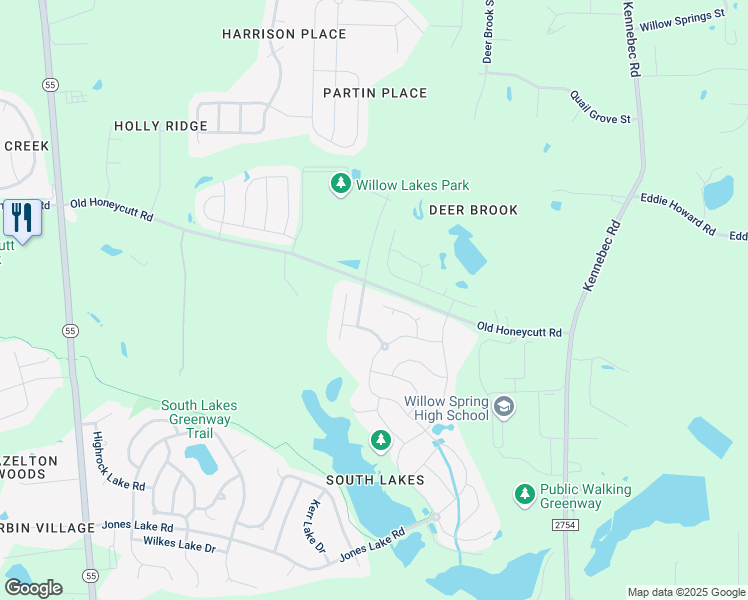 map of restaurants, bars, coffee shops, grocery stores, and more near in Fuquay-Varina