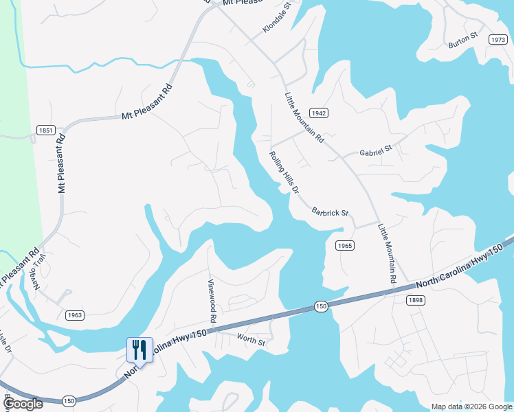 map of restaurants, bars, coffee shops, grocery stores, and more near 7098 Wateredge Drive in Sherrills Ford