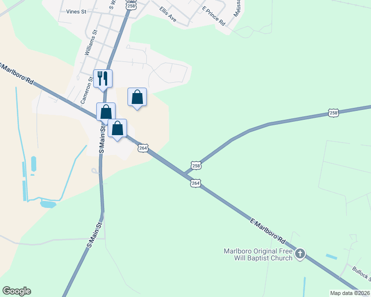 map of restaurants, bars, coffee shops, grocery stores, and more near in Farmville