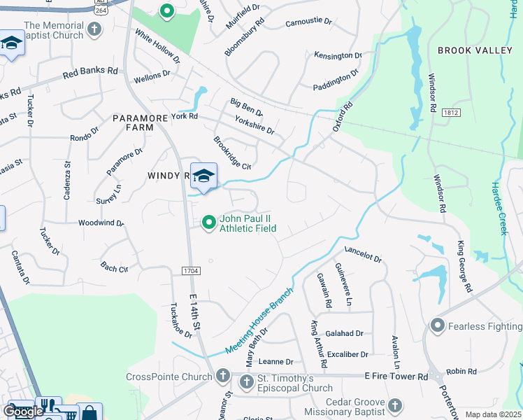map of restaurants, bars, coffee shops, grocery stores, and more near 1985 Quail Ridge Road in Greenville