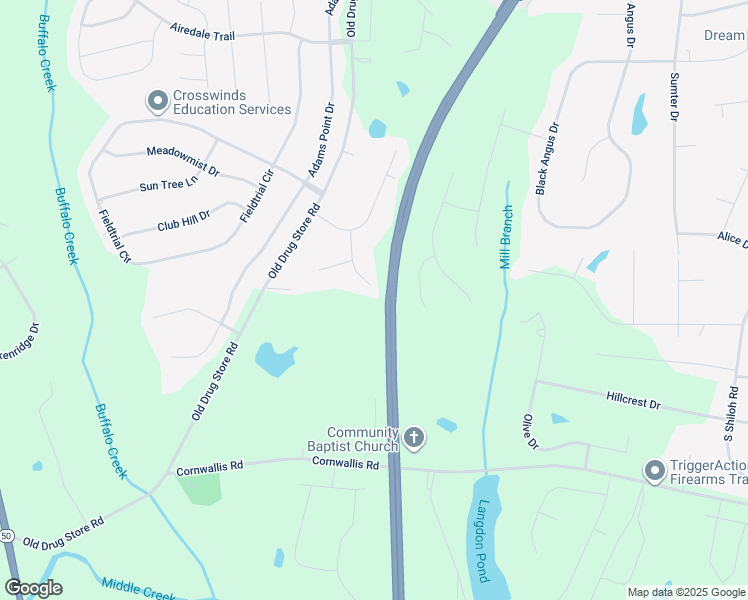 map of restaurants, bars, coffee shops, grocery stores, and more near 124 Gower Circle in Garner